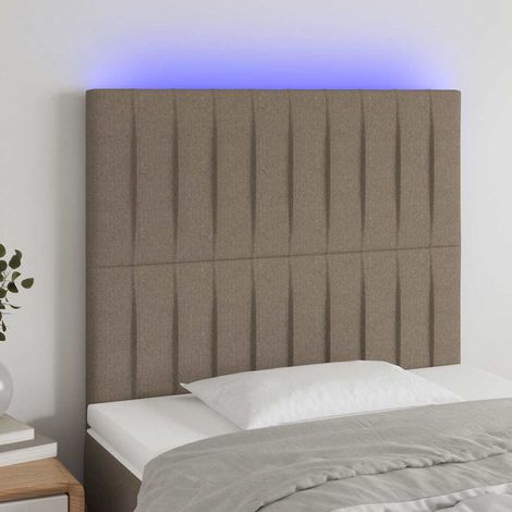 vidaXL Cabecero con luces LED tela gris taupe 100x5x118/128 cm (1/5)