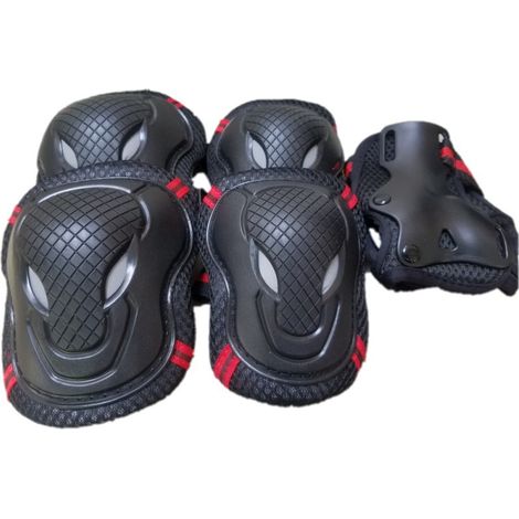 Genouillères-équipement de protection de sport patinage à roulettes extrême cyclisme Ski patinage planche à roulettes ensemble genouillères-noir rouge L