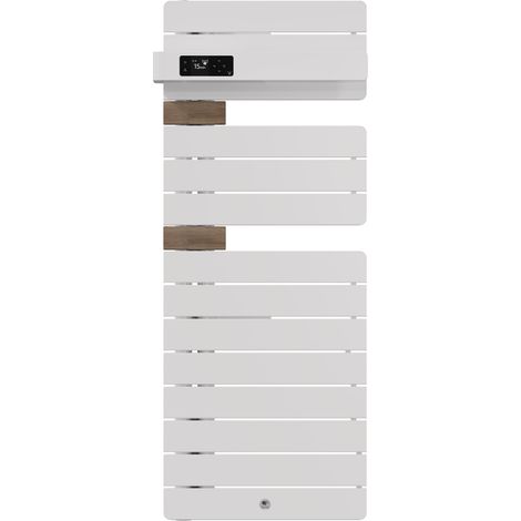 THERMOR - Sèche-serviettes connecté Allure 4 étroit 500W Blanc brillant/Chêne Mat à gauche - 483358 (1/2)
