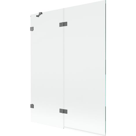Paroi de baignoire à 2 volets gauche Mexen Lunar 130 x 150 cm, transparent, métal canon - 897-130-100-95-00-L (1/5)