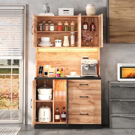 Colonna cucina 105 x 40 x 180 cm con LED, prese USB e ripiani regolabili DESVIAE (1/5)