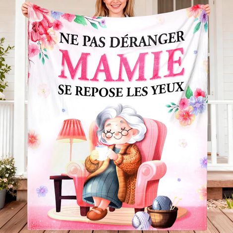 Couverture Mamie, Plaid Couverture Polaire Fête des Grands Mères pour Cadeau Mamie, Fête des Grands-mères, Cadeau Fete des Mamies pour Noel Anniversaire (1/5)