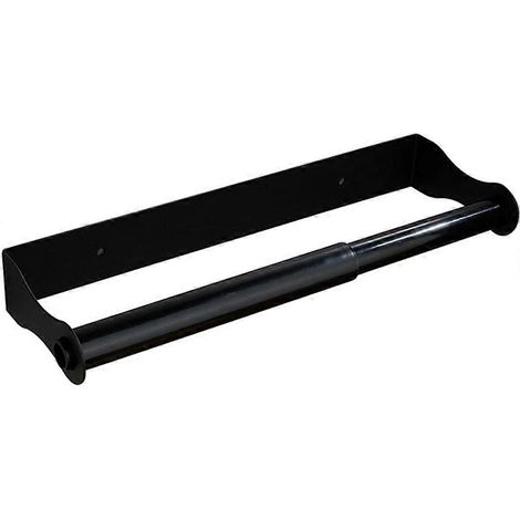 Porte-essuie-tout robuste en acier inoxydable, fixation murale/sous meuble, noir (1/5)