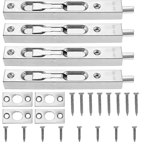 4x Verrous de porte en acier inoxydable poli avec vis, pour portes bois et acier inoxydable (1/5)