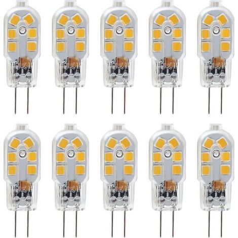 Ampoule LED G4 12 V 1 W Équivalent 10 W Halogène 200 lm Blanc Chaud 3000 K Angle 360° Sans Flicker Non Dimmable Lot de 10 (1/5)