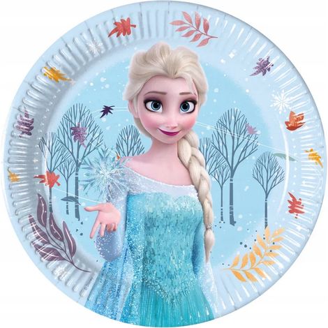 Assiettes en carton La Reine des Neiges, thème Elsa, pour fête d'anniversaire, 23 cm, lot de 8. (1/2)