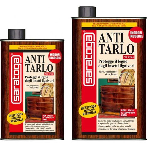 ANTITARLO LIQUIDO INODORE 500 ml TRATTAMENTO LEGNO CONTRO LARVE E TARLI SARATOGA