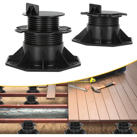 Jiubiaz Stelzlager Höhenverstellbar 30 Stück Stellfuss 60-140mm Plattenlager - Stelzlager für Terrassenplatten-Unterkonstruktion Holz, WPC und Stein (1/5)