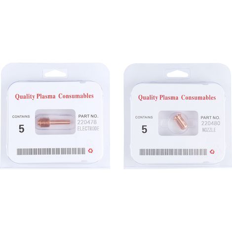 Embouts de Découpe, équipement de Découpe Accessoires de Découpe Embouts Standard 5 Pièces 220478 Électrode 5 Pièces 220480 Embouts de Buse Consommables pour Torche de Découpe.