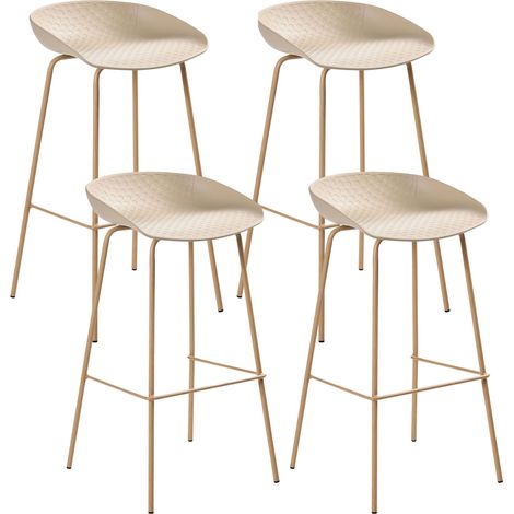 Set di 4 sedie da bar robuste in materiale sintetico e poliestere beige Venlo