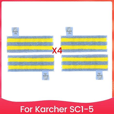 Lot de 4 lingettes microfibres pour balai vapeur Karcher SC1 SC2 SC3 SC4 SC5 - Accessoires et pièces de rechange (1/5)