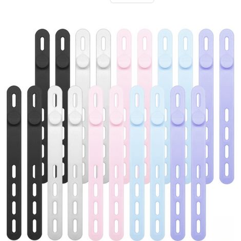 Confezione da 20 fascette in silicone riutilizzabili - Versatili organizzatori di cavi e fili per cuffie