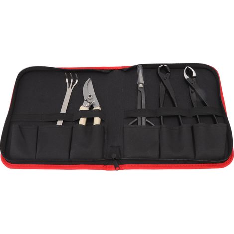 Kit d'outils pour bonsaï 5 pièces en acier au carbone : ciseaux à bonsaï, râteau, coupe-branches, sécateur, pince et outils de jardin. (1/5)