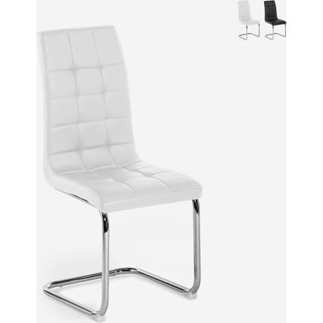 Sedia cucina sala da pranzo similpelle elegante schienale alto Dudak - Bianco