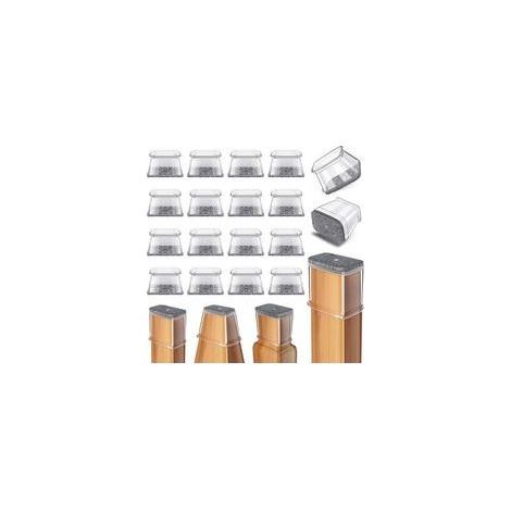 24 pièces (Fit périmètre 38 55mm) Protection Pied de Chaise rectangulaires, Protege Pied de Chaise en Silicone Transparent avec Feutre, Reduire Le Bruit éviter Les Rayures Protege (1/5)
