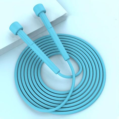 Corde à sauter professionnelle, réglable et sécurisée, idéale pour les enfants, les étudiants, l'entraînement et les exercices (bleu paon). (1/5)