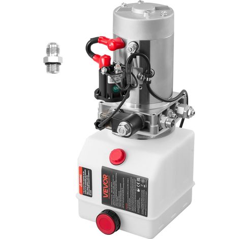Pompe Hydraulique à Simple Effet, Groupe de Bennage pour Camion 3,8 L, pour Remorque à Benne Basculante Camion-benne, Pression de Décharge Max. 22 MPa, Débit 3,4 L/min, Réservoir Plastique Blanc (1/5)
