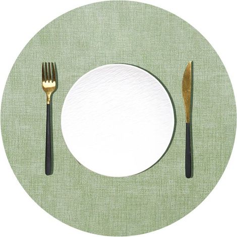 Manteles individuales, piel sintética, aspecto piel sintética, color blanco roto, 33 cm, 10 cm (1/5)