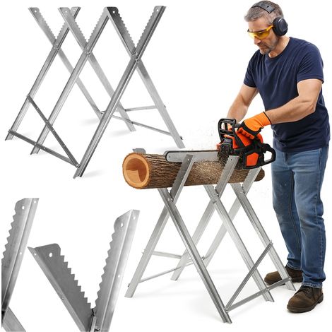 Caballete metálico para cortar madera, ajustable, 120 kg, acero (1/5)