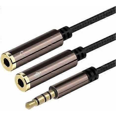1 câble répartiteur audio mâle vers double femelle, 30 cm, jack 3,5 mm, plaqué or, pour téléphone portable, tablette, ordinateur portable (1/5)
