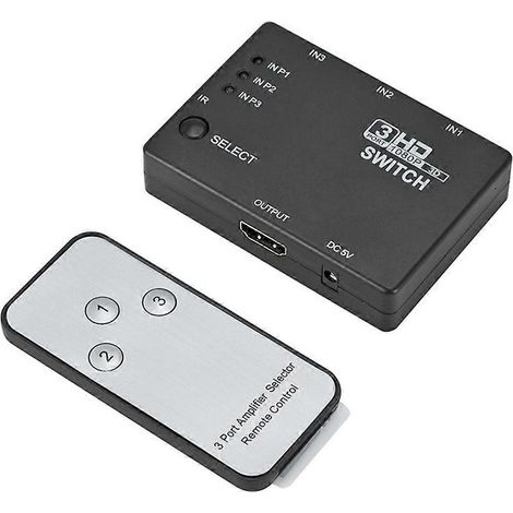 Commutateur/répartiteur HDMI 1080p compatible, 3 entrées, 1 sortie, avec télécommande, compatible Xbox 360, PS3/4 et TV HD (1/5)
