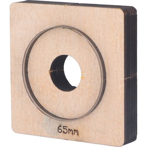 Kreisförmige Stanzform mit 65 mm Durchmesser, runder Ring, Metallstempel mit Holzbrett (1/5)