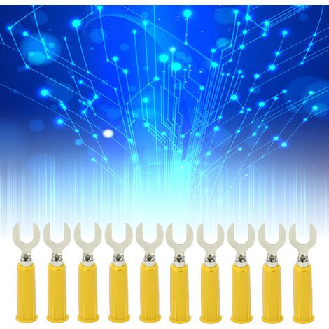 J.20019 6mm Hochspannungsfester U-Stecker, 6mm Stift auf Bananenstecker Adapter, U-Stecker mit 4mm Buchse am Ende, Verkauft in 10er-Packs, Gelb. (1/5)