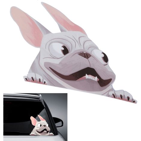 Autocollants mignons et amusants représentant des chiots de dessin animé pour la personnalisation de la carrosserie, les vitres de voiture colorées, autocollants en vinyle, gris (1/5)