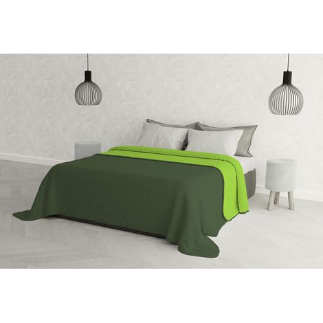 Trapuntino Estivo Linea Elegant Made in Italy Copriletto Stampato in Morbida Microfibra - Trapunta Primavera Estate Mezza Stagione - Matrimoniale 260x270cm, Verde Scuro/Verde Mela (1/4)