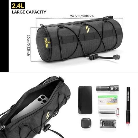Sacoche de Guidon de Vélo, Sacoche de Vélo Cadre Multifonctionnelle, Sac de Handlebar avec Bandoulière pour VTT, VTC, Vélo de Route (1/3)