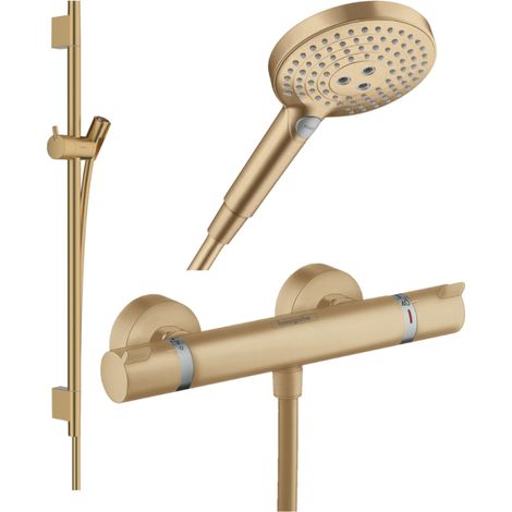 Hansgrohe – Pack mitigeur douche thermostatique – Finition bronze brossé – Entraxe 150 mm – Débit 17 l/min – Pommeau Raindance 3 jets (1/3)