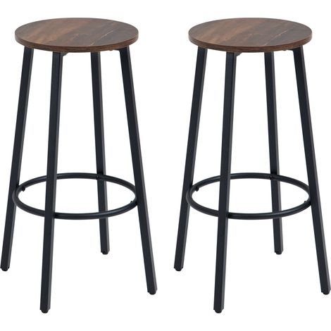 Lot de 2 tabourets de bar en métal avec repose-pieds, design industriel, 42x42x65 cm, couleur brune (1/5)