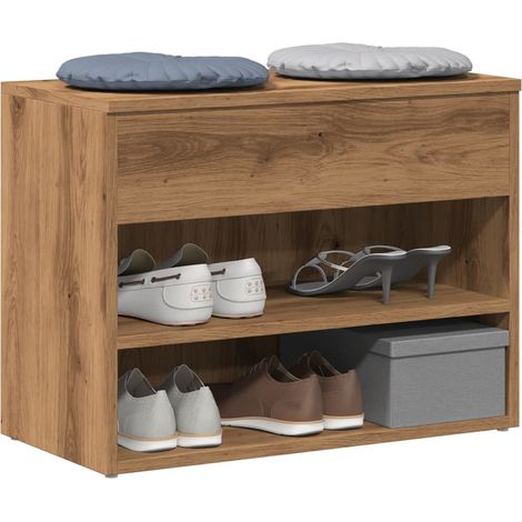 Banc à chaussures chêne artisanal 60x30x45 cm bois d'ingénierie vidaXL