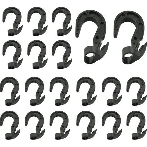 Lot de 20 Crochets Tendeurs Elastiques en Plastique pour Corde Elastique Noir (1/4)