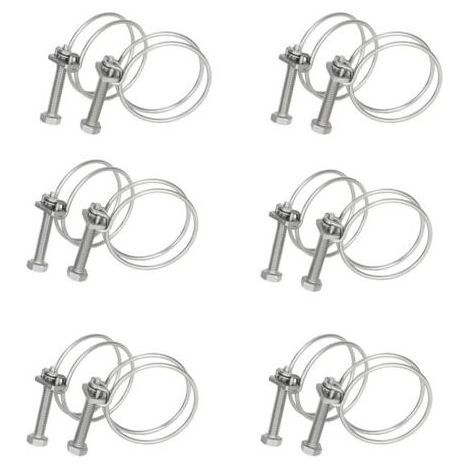 Colliers de serrage en acier inoxydable 304, double fil, fixation solide pour tuyaux et câbles, argent 23-29mm (12 pièces) (1/4)
