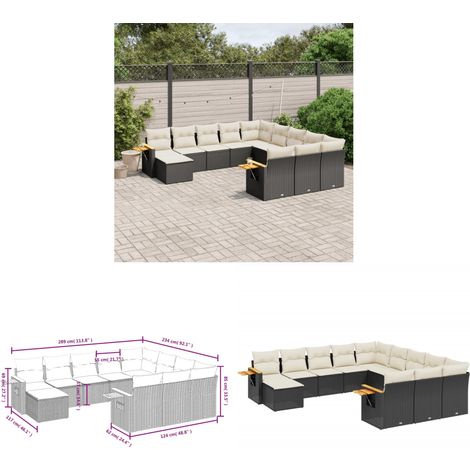 Salon de jardin 11 pcs avec coussins noir résine tressée - Salon De Jardin - Canapé Extérieur - Mobilier De Jardin - Set Salon - Résine Tressée - Home & Living