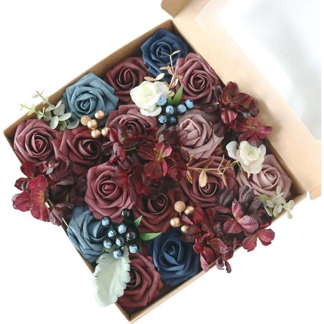 Künstliche Blumen, künstliche Hochzeitsblumen kombiniert für einen DIY-Brautstrauß (1/5)