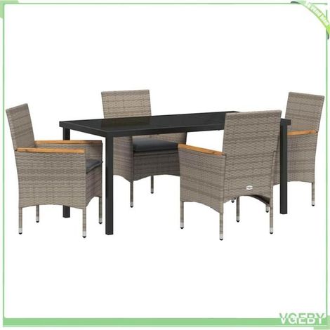Ensemble de salle à manger pour jardin - FAFEICY - 3379852 - Gris polyrotin - Acier enduit de poudre - Table 200x80x73 cm (1/5)