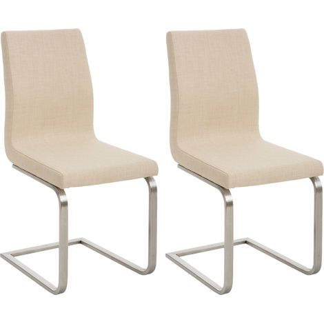 Sedia da pranzo dal design moderno x1 in tessuto color crema con struttura in acciaio inox 100007756