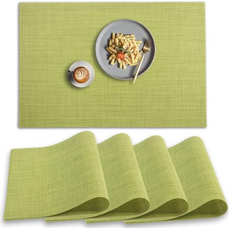 4 Sets grüner, hitzebeständiger und rutschfester PVC-Tischdecken - w (1/5)