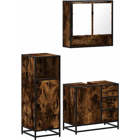 Maison Exclusive - Set Mobili da Bagno 3 pz Rovere Fumo in Legno Multistrato