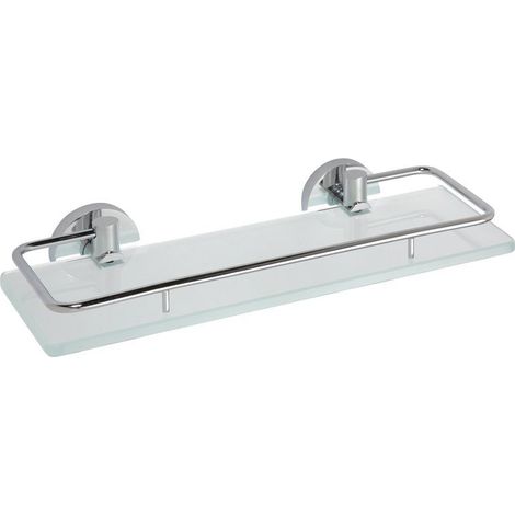Etagère en verre X-ROUND E avec rail 300x130mm, verre dépoli, chrome (1/2)