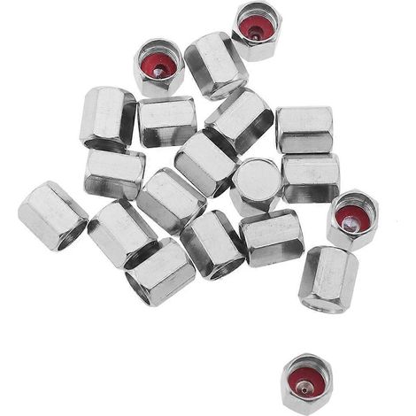 20 bouchons hexagonaux universels pour valves de pneus, protection anti-poussière pour véhicules et voitures.-Silver (1/3)
