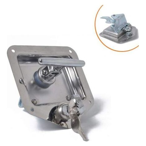 T Forme Acier Inoxydable Remorque RV Voyage Serrure Anti-vol Boîte À Outils Poignée Serrure de Porte pour Caravane Camion Camp Motorhome Patrol Car (1/4)