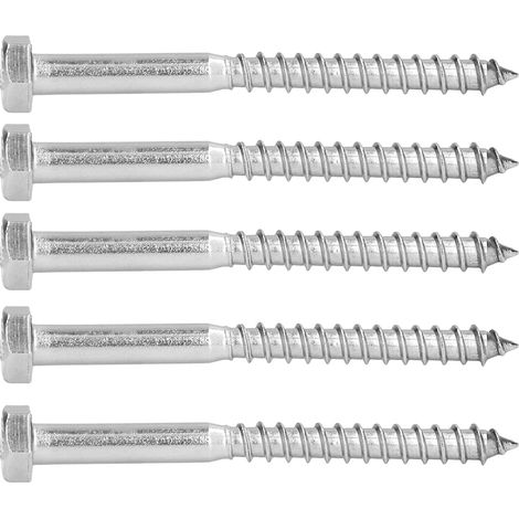 Vis à bois hexagonale tête六角, tirefond fileté partiel en acier inoxydable 304, auto-taraudeuse M8x90mm (1/5)
