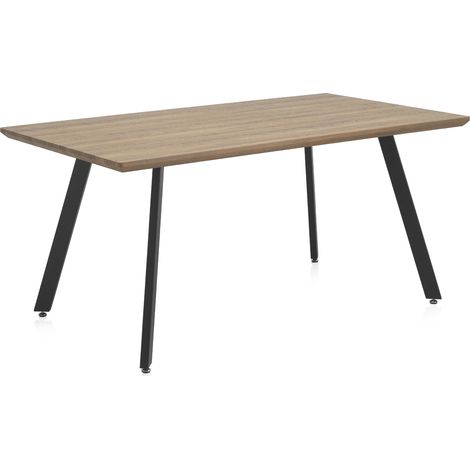 Melamintisch in Holzoptik mit Metallbeinen, 160 x 90 x 75 cm (1/4)