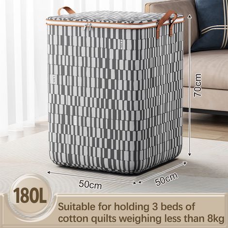 Sac De Rangement - Tissu Non Tissé - Fermeture Éclair Double Sens - Poche Étiquette - Poignée Renforcée - Pliable - Pour Déménagement, Camping, Rangement Sous Lit - 1 Pièce (1/3)