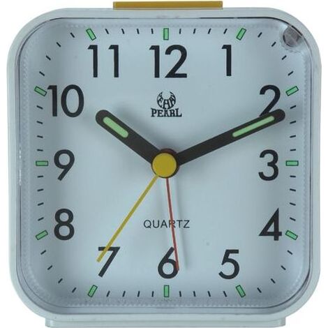 Réveil analogique silencieux sans tictac, réveil en douceur, bips sonores, augmentation du volume, fonctions de répétition et d'éclairage à piles, réglage facile, blanc (1/5)