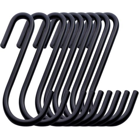 32 Edelstahl-S-Haken, 6 cm, S-förmige Metallhaken, schwarze multifunktionale S-Haken, doppelte Küchenhaken zum Aufhängen von Küchenutensilien (1/5)