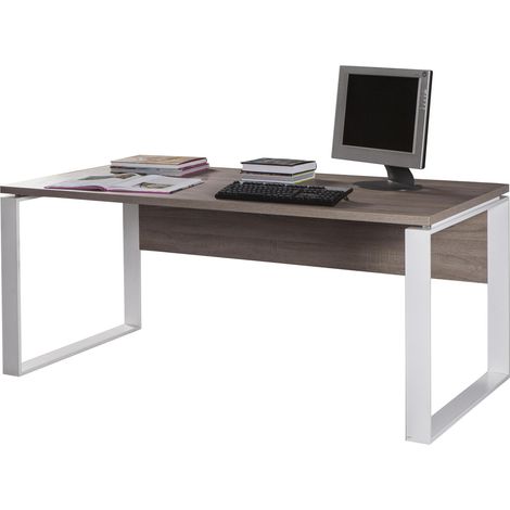 SCRIVANIA DISEGNO 170X80XH74CM ROVERE TARTUFO E GAMBE IN METALLO BIANCHE